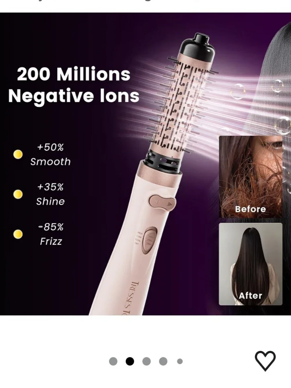 Rotating Blow Dryer Brush with 2 Detachable Brushes